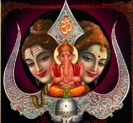 Ganesh with Shiva and Parvati - An Image of the Triadic Heart of Shiva
